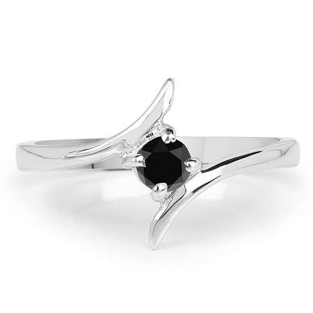 Zaręczynowy pierścionek z czarnym oczkiem diamentem naturalnym
